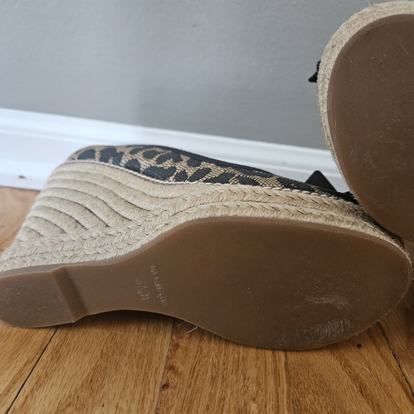 Tory Burch Jackie 110MM Espadrille Leopard Peep Toe Wedge 6.5 - Picture 9 of 12